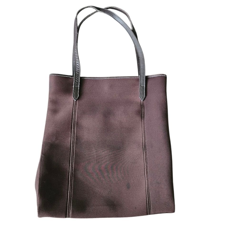 Coach Vintage Y2k #6209 Brown Slim Neoprene Tote With Leather Handle - Picture 3 of 9